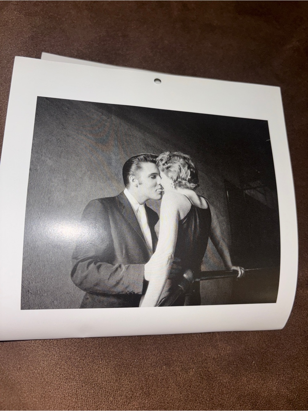Black & White Vintage-Style Photo Print of Couple Embrace